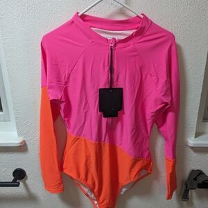 Cynthia Rowley XL Pink and Orange Long sleeve Rash Guard.